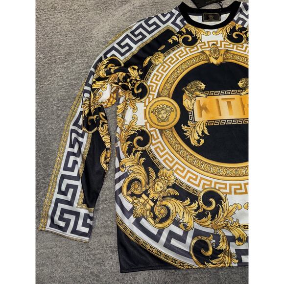 Kith x Versace Lion Tricot Crewneck Black Gold Logo Long Sleeve T-shirt Medium M - Picture 3 of 12